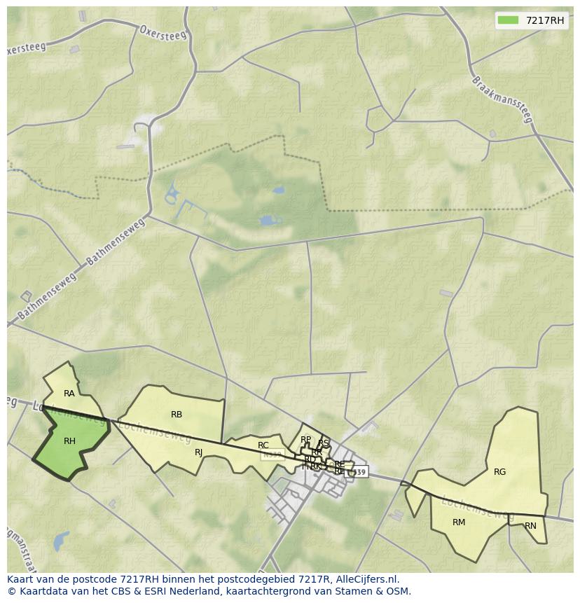 Afbeelding van het postcodegebied 7217 RH op de kaart.