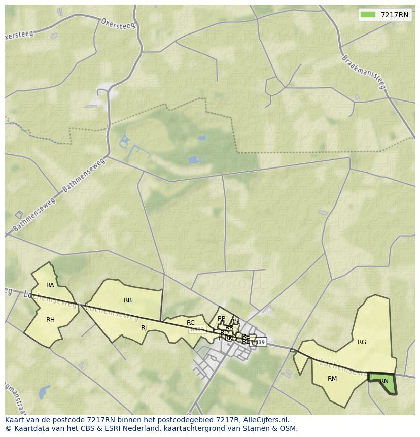 Afbeelding van het postcodegebied 7217 RN op de kaart.