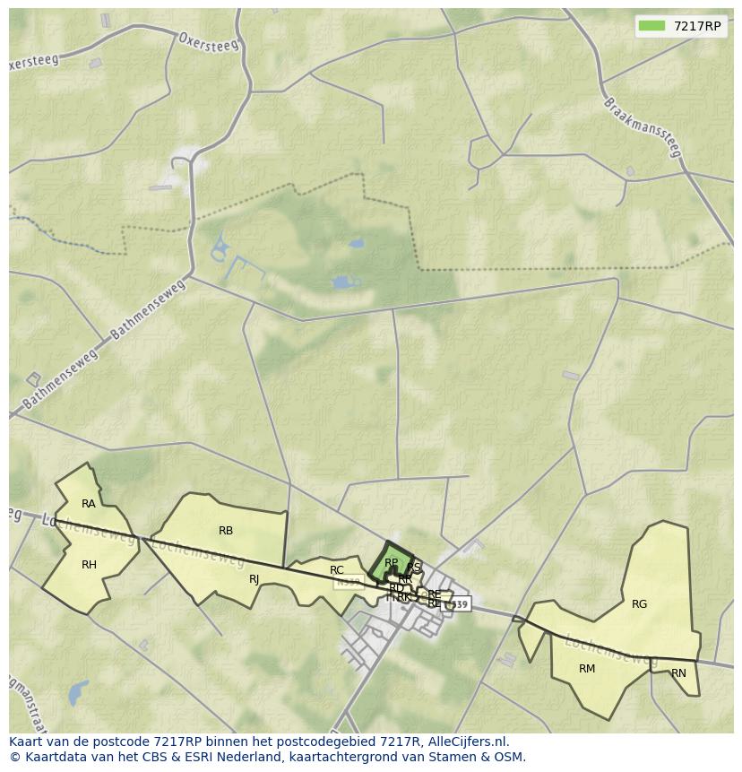 Afbeelding van het postcodegebied 7217 RP op de kaart.