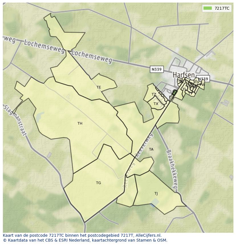 Afbeelding van het postcodegebied 7217 TC op de kaart.