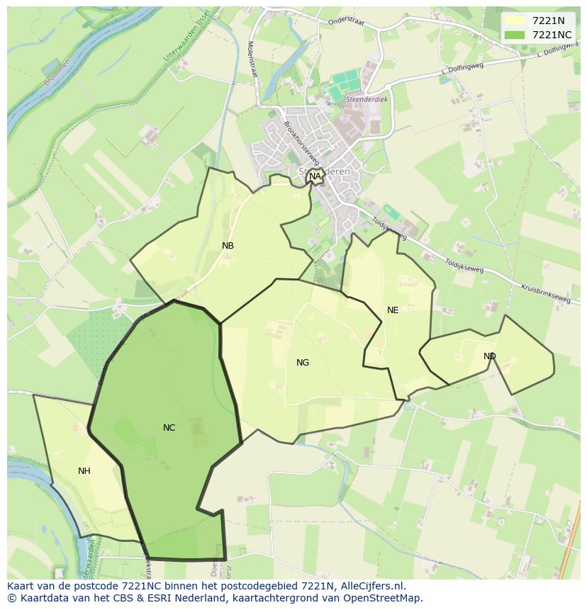 Afbeelding van het postcodegebied 7221 NC op de kaart.