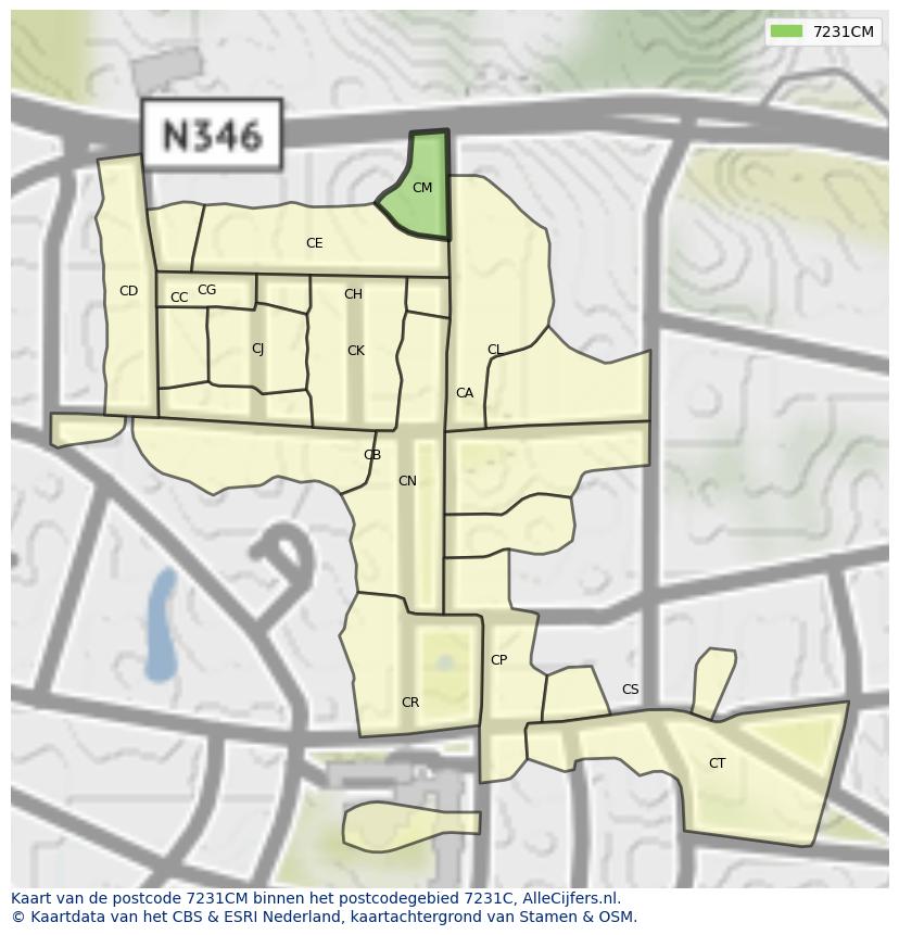 Afbeelding van het postcodegebied 7231 CM op de kaart.