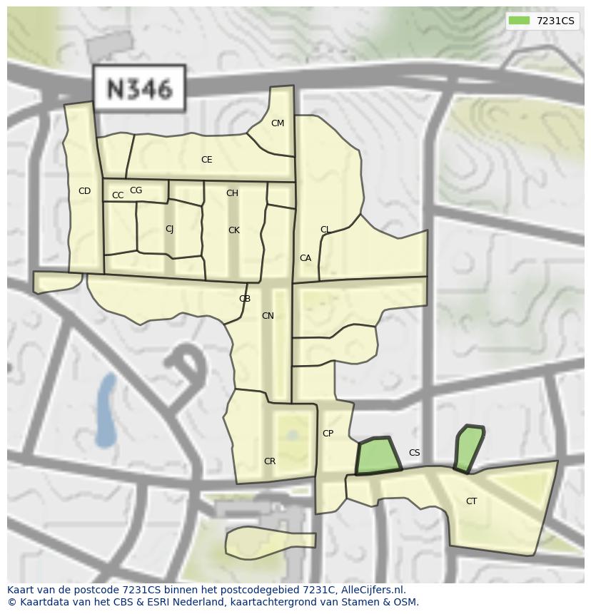 Afbeelding van het postcodegebied 7231 CS op de kaart.