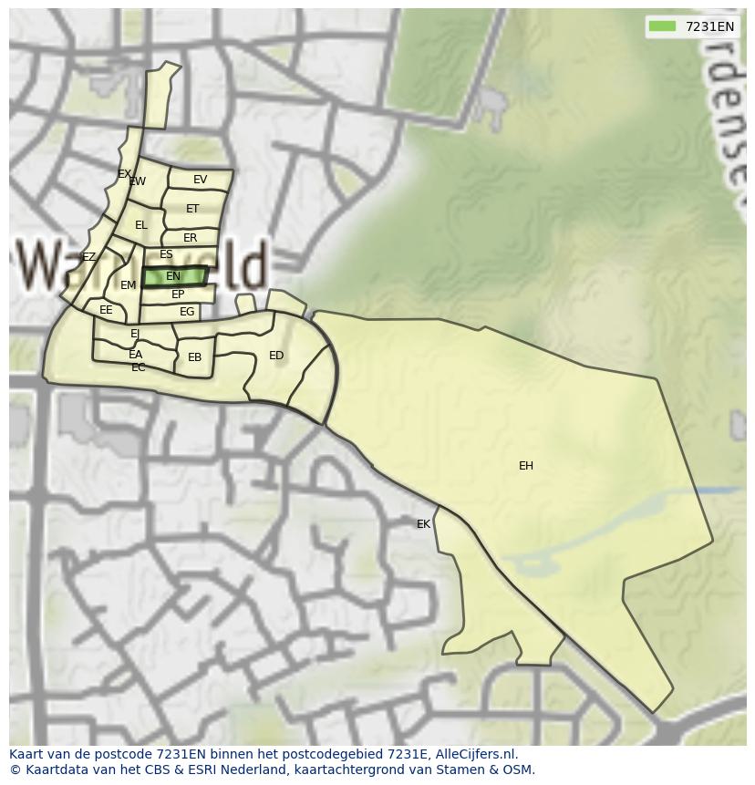 Afbeelding van het postcodegebied 7231 EN op de kaart.