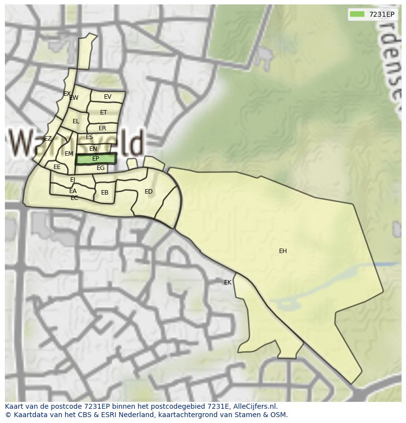 Afbeelding van het postcodegebied 7231 EP op de kaart.