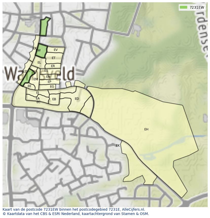 Afbeelding van het postcodegebied 7231 EW op de kaart.