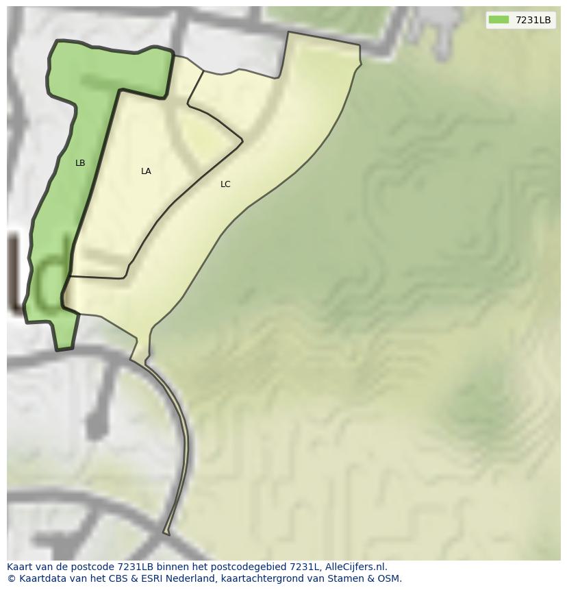 Afbeelding van het postcodegebied 7231 LB op de kaart.