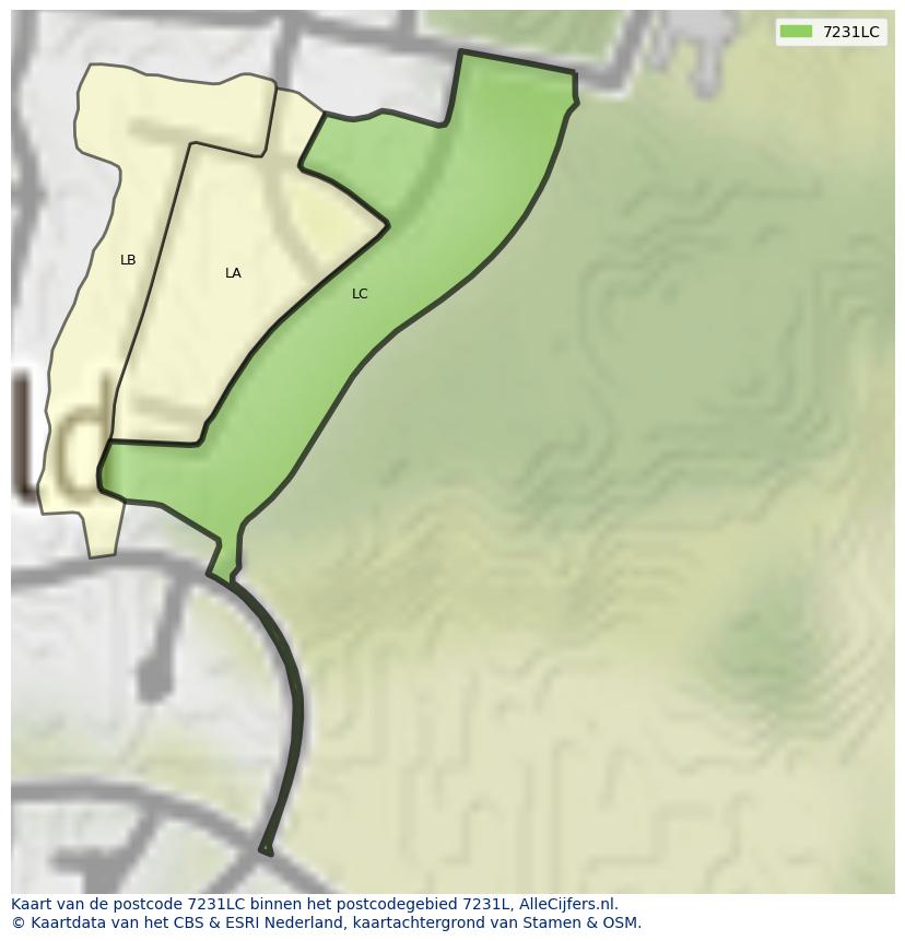 Afbeelding van het postcodegebied 7231 LC op de kaart.