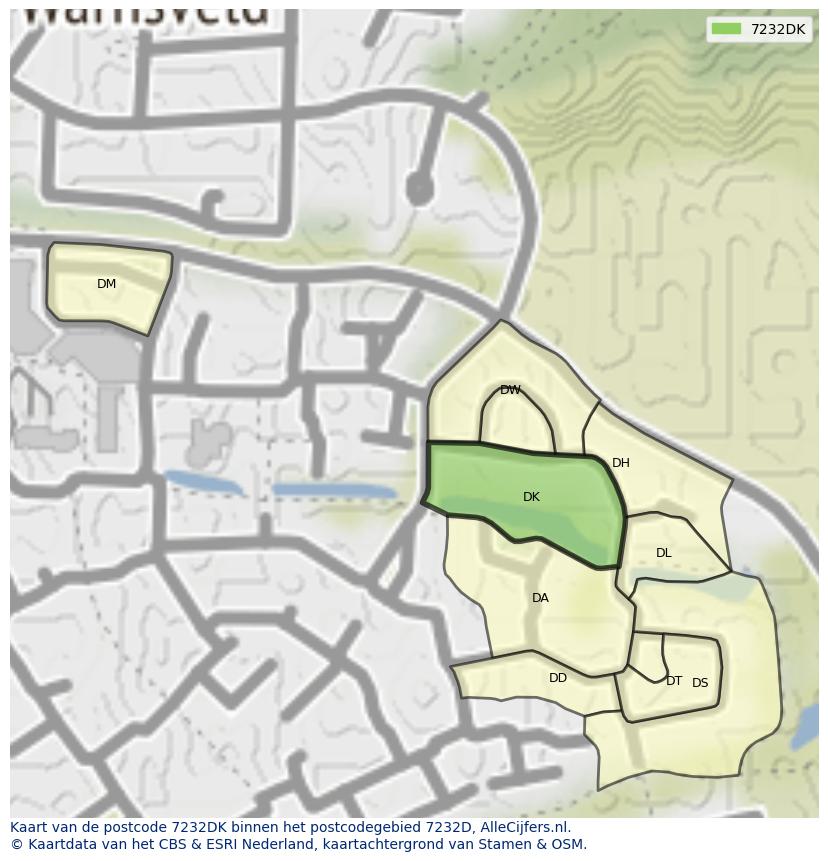 Afbeelding van het postcodegebied 7232 DK op de kaart.