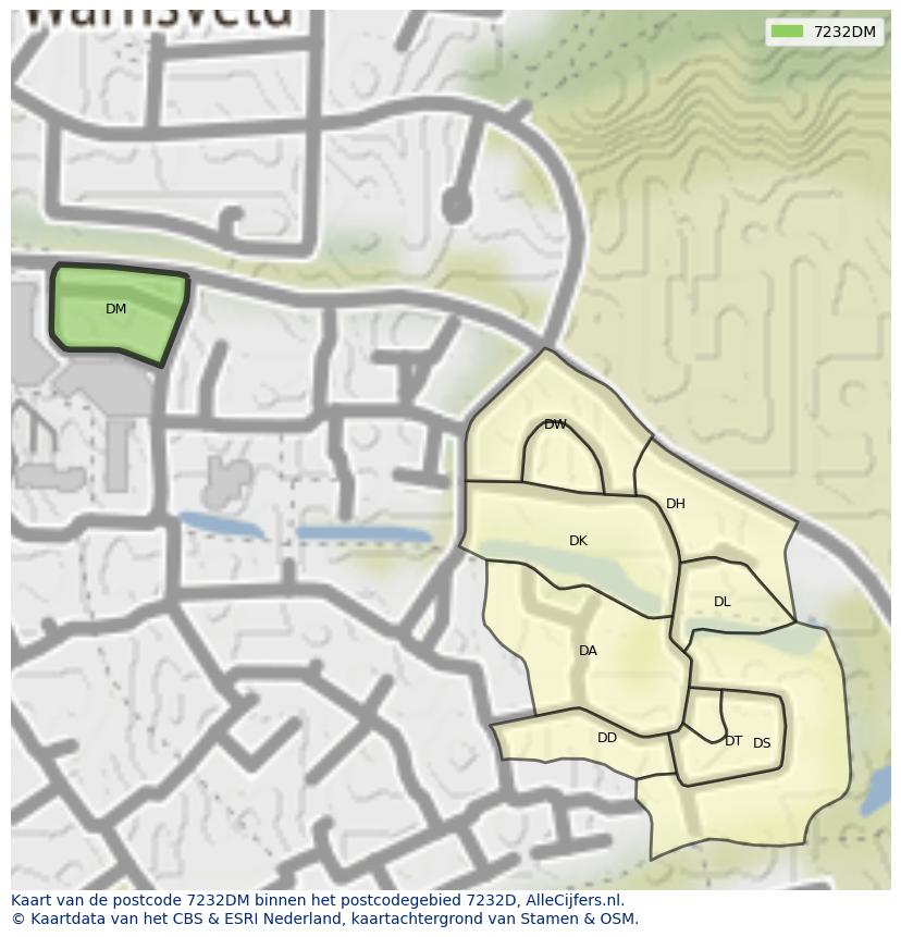 Afbeelding van het postcodegebied 7232 DM op de kaart.