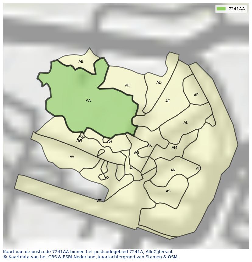 Afbeelding van het postcodegebied 7241 AA op de kaart.