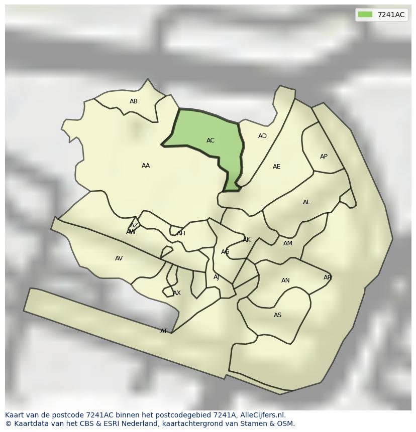 Afbeelding van het postcodegebied 7241 AC op de kaart.