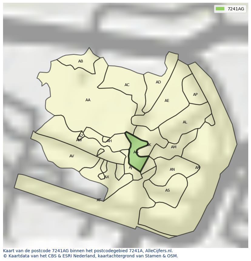 Afbeelding van het postcodegebied 7241 AG op de kaart.