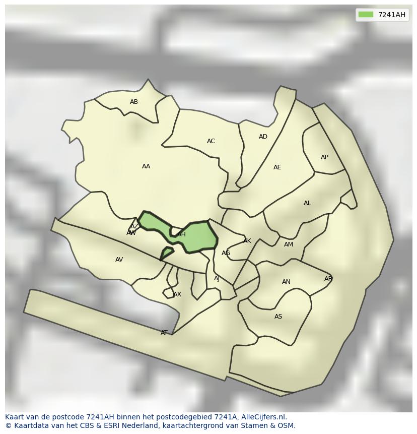 Afbeelding van het postcodegebied 7241 AH op de kaart.