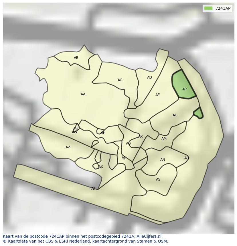Afbeelding van het postcodegebied 7241 AP op de kaart.