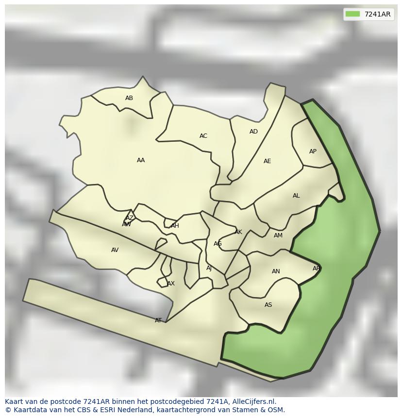 Afbeelding van het postcodegebied 7241 AR op de kaart.