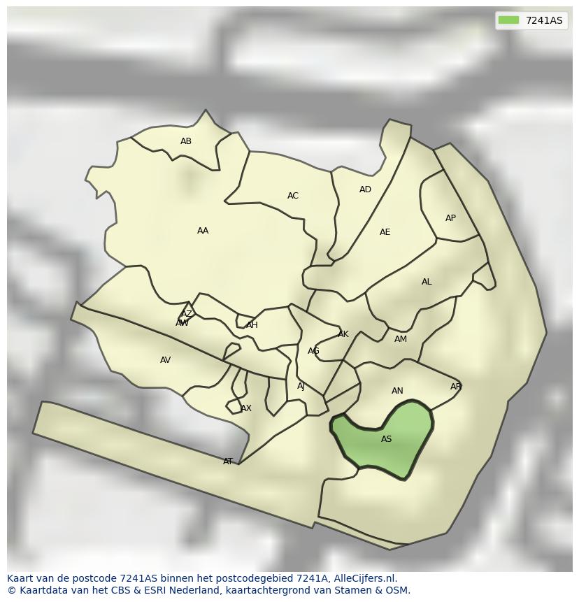 Afbeelding van het postcodegebied 7241 AS op de kaart.