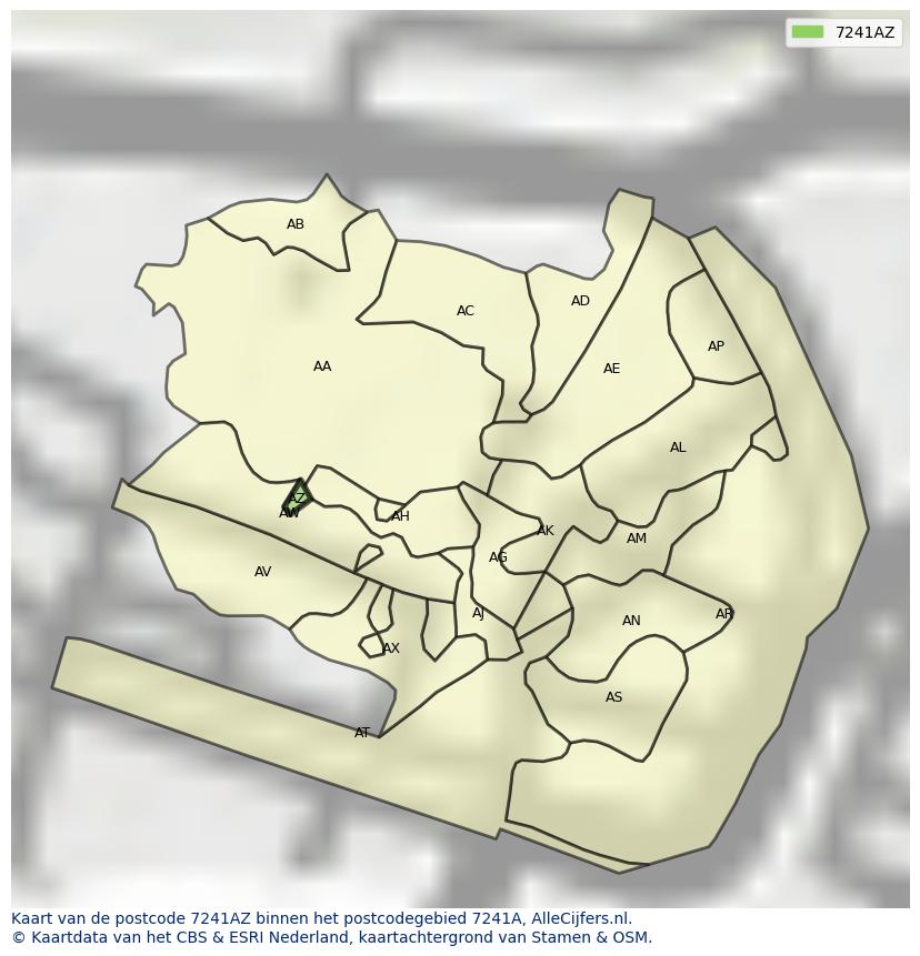 Afbeelding van het postcodegebied 7241 AZ op de kaart.