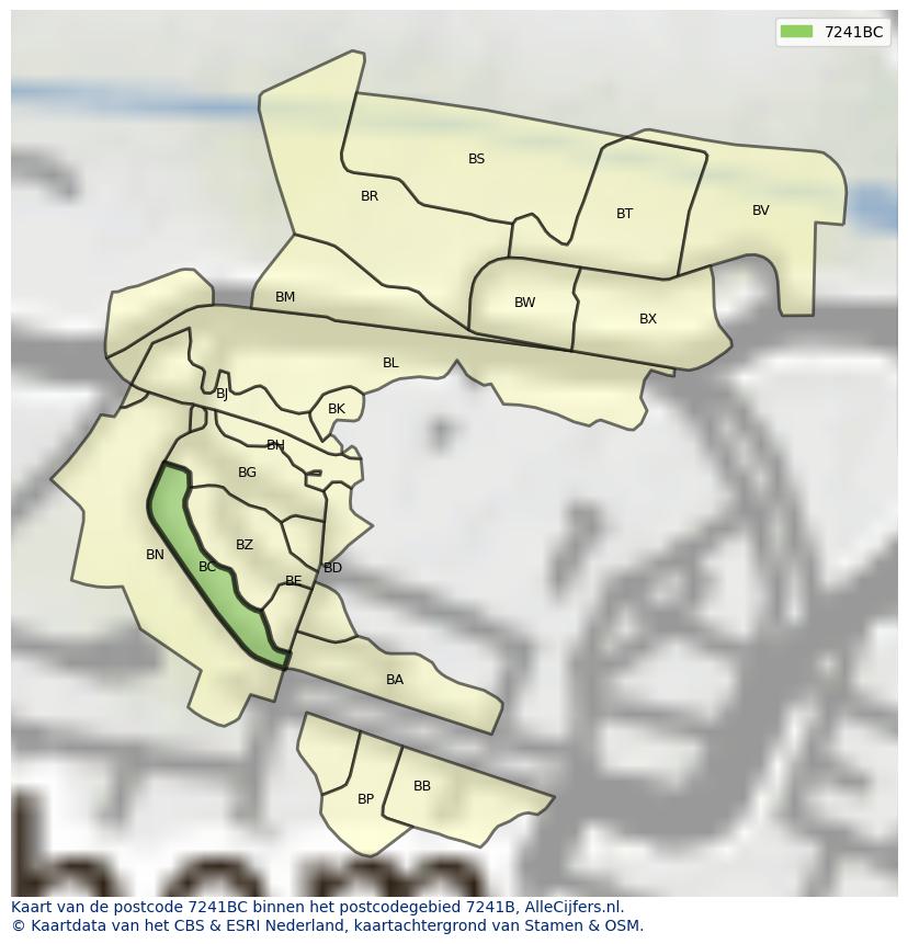Afbeelding van het postcodegebied 7241 BC op de kaart.
