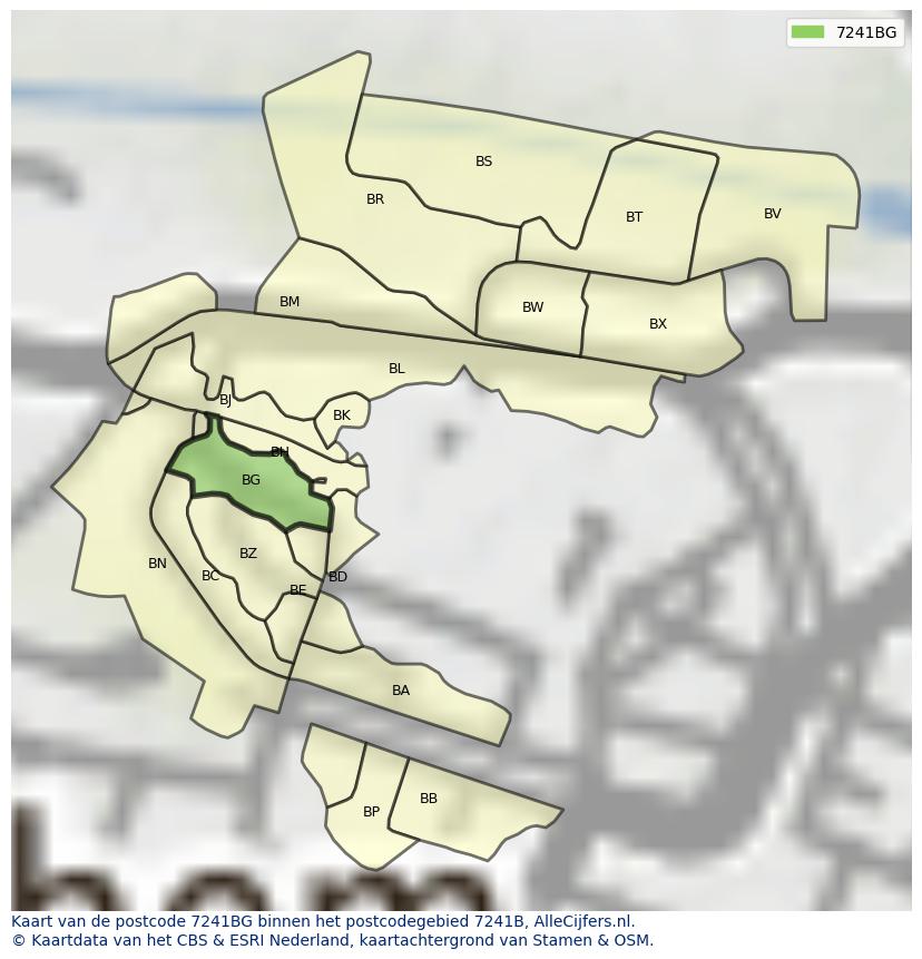 Afbeelding van het postcodegebied 7241 BG op de kaart.