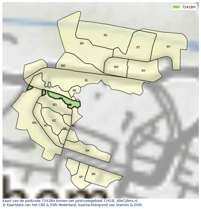 Afbeelding van het postcodegebied 7241 BH op de kaart.