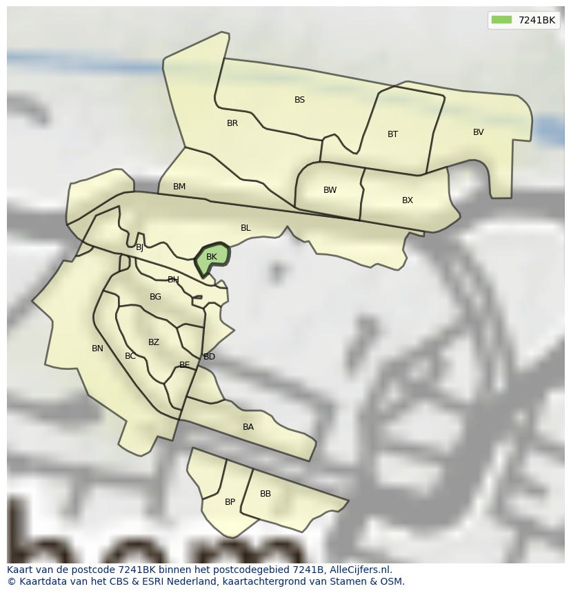Afbeelding van het postcodegebied 7241 BK op de kaart.