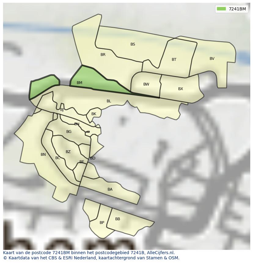 Afbeelding van het postcodegebied 7241 BM op de kaart.