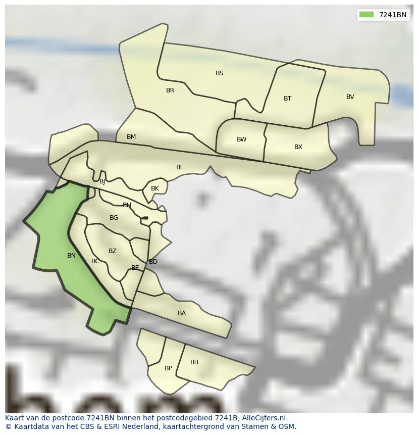 Afbeelding van het postcodegebied 7241 BN op de kaart.