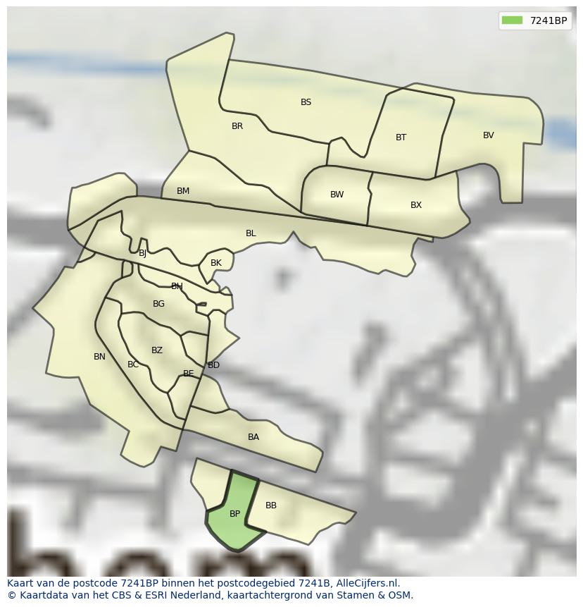 Afbeelding van het postcodegebied 7241 BP op de kaart.