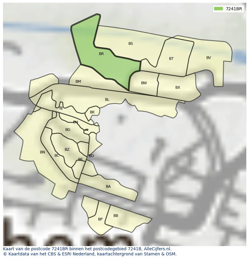 Afbeelding van het postcodegebied 7241 BR op de kaart.