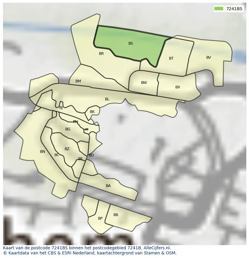 Afbeelding van het postcodegebied 7241 BS op de kaart.