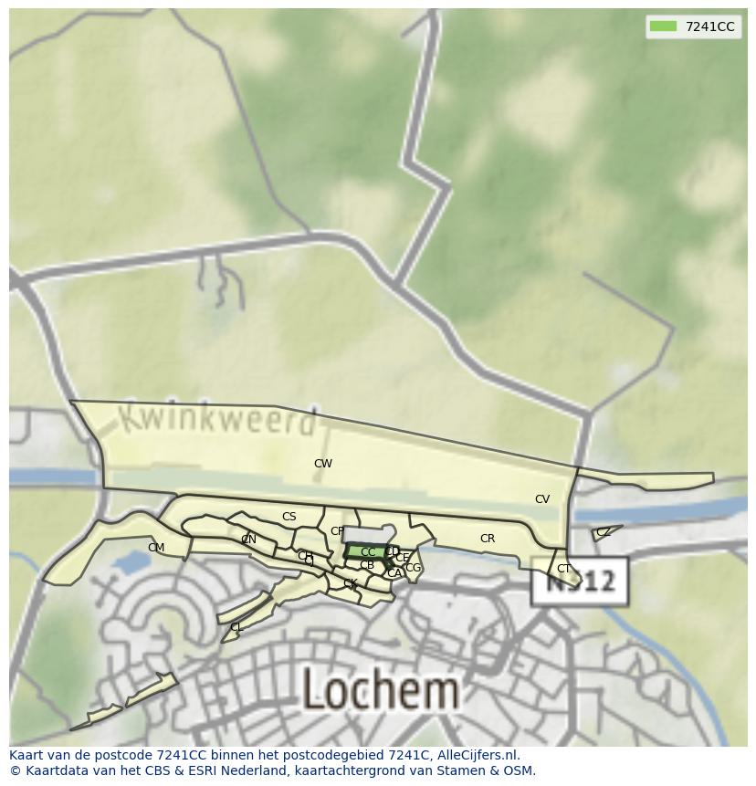 Afbeelding van het postcodegebied 7241 CC op de kaart.