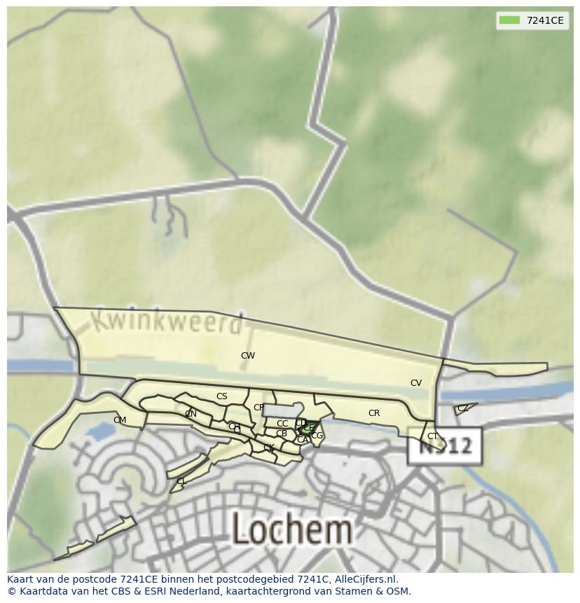 Afbeelding van het postcodegebied 7241 CE op de kaart.