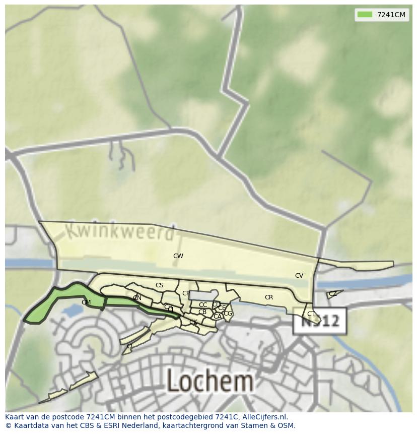 Afbeelding van het postcodegebied 7241 CM op de kaart.