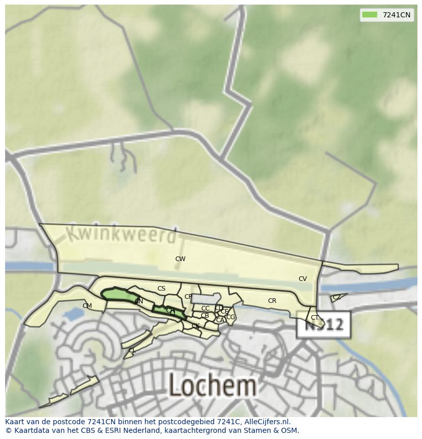 Afbeelding van het postcodegebied 7241 CN op de kaart.