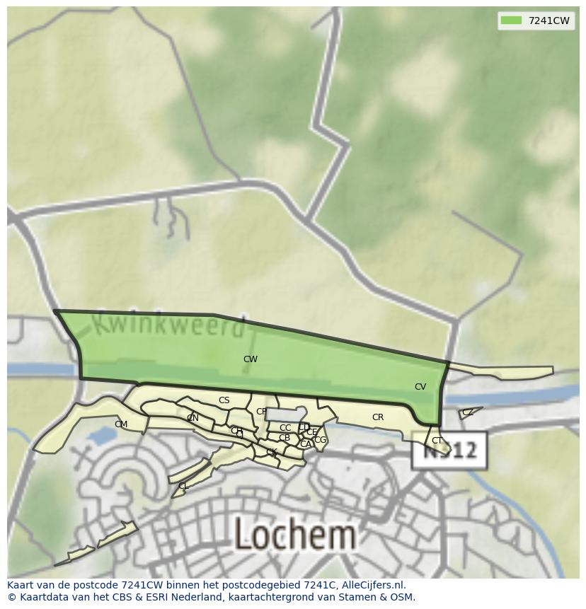 Afbeelding van het postcodegebied 7241 CW op de kaart.