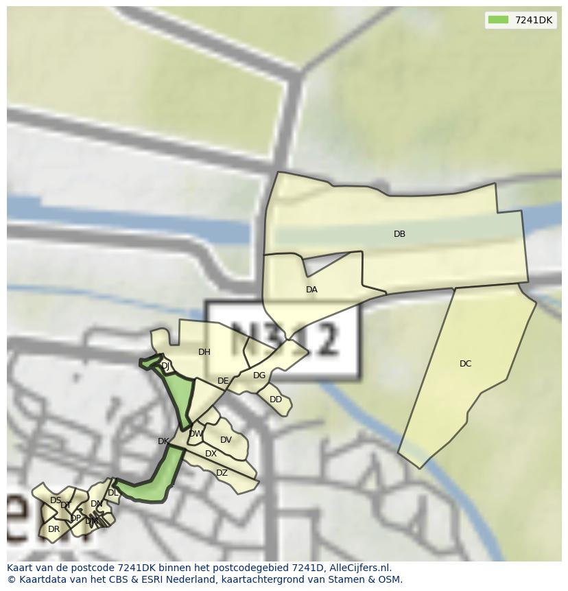 Afbeelding van het postcodegebied 7241 DK op de kaart.