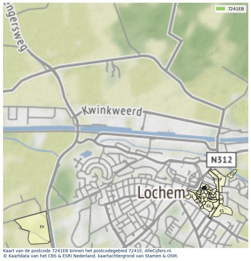 Afbeelding van het postcodegebied 7241 EB op de kaart.