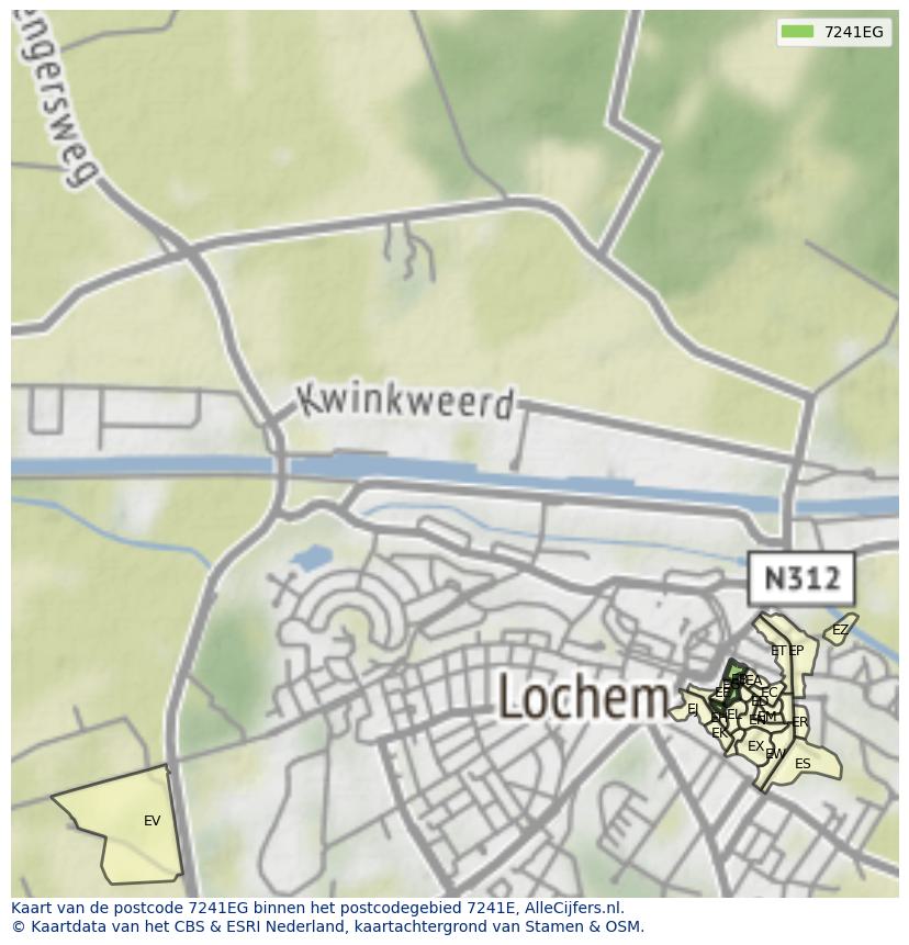 Afbeelding van het postcodegebied 7241 EG op de kaart.