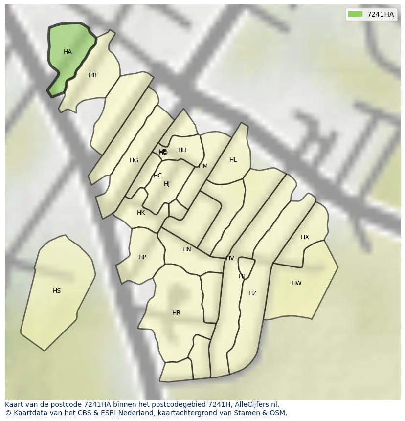 Afbeelding van het postcodegebied 7241 HA op de kaart.