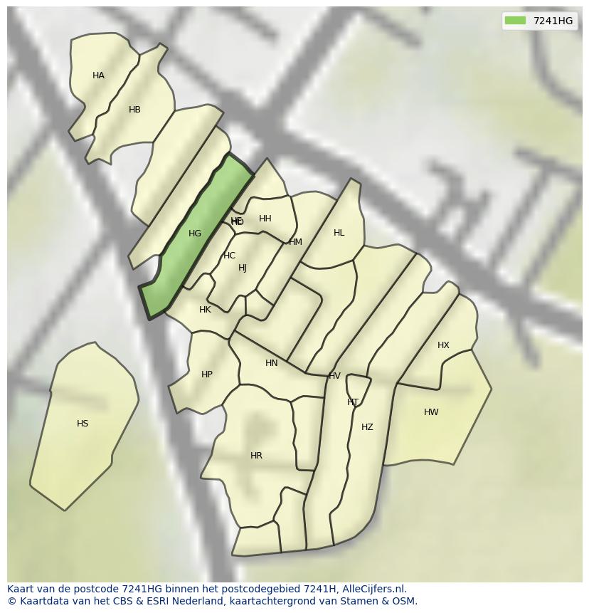 Afbeelding van het postcodegebied 7241 HG op de kaart.