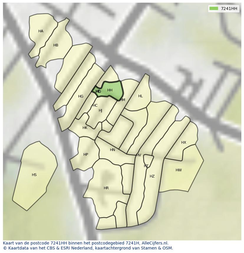 Afbeelding van het postcodegebied 7241 HH op de kaart.