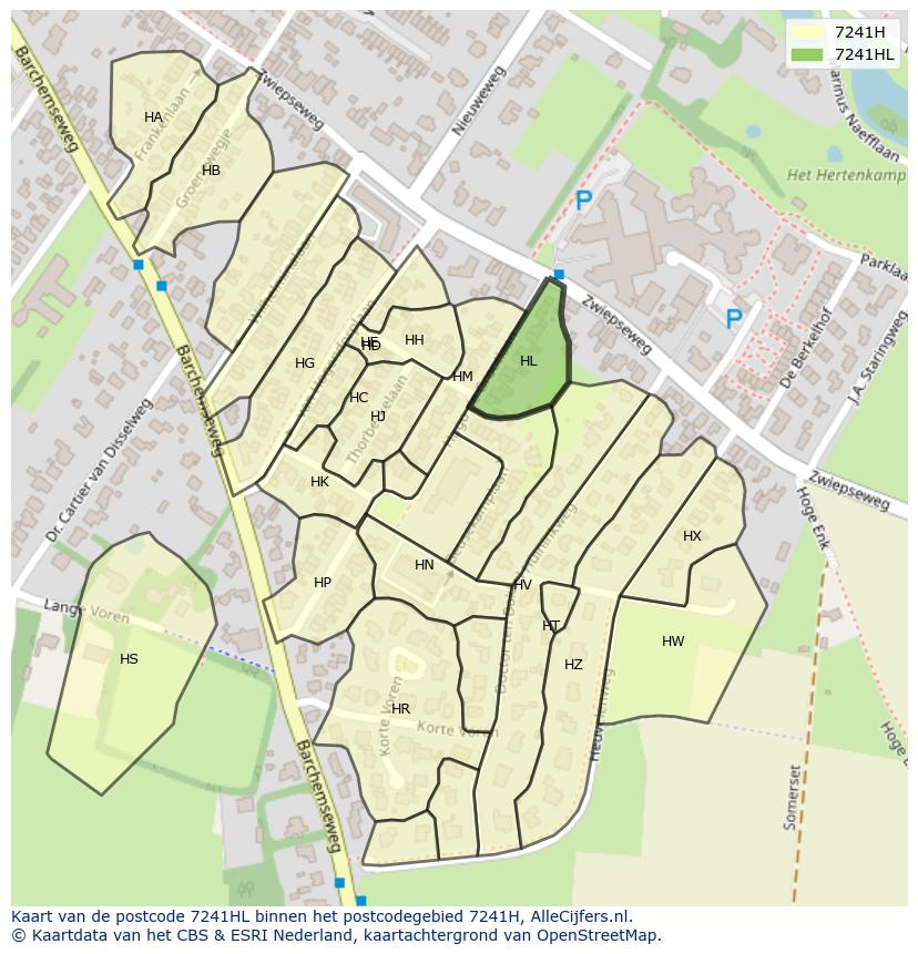 Afbeelding van het postcodegebied 7241 HL op de kaart.