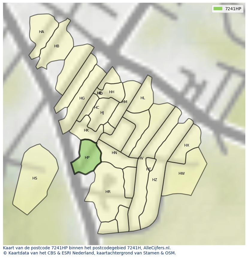 Afbeelding van het postcodegebied 7241 HP op de kaart.