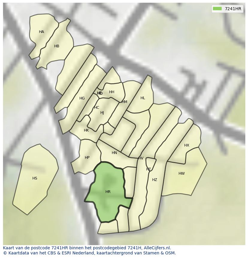 Afbeelding van het postcodegebied 7241 HR op de kaart.