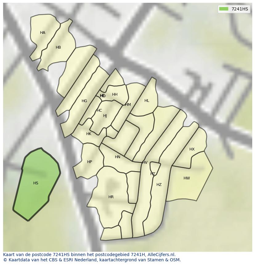 Afbeelding van het postcodegebied 7241 HS op de kaart.