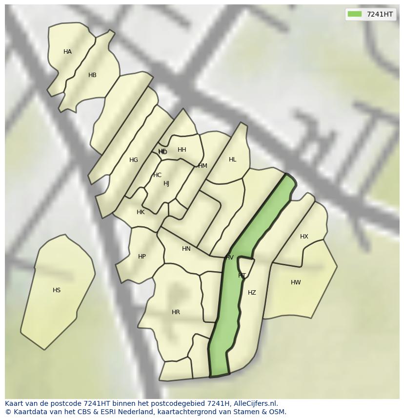 Afbeelding van het postcodegebied 7241 HT op de kaart.