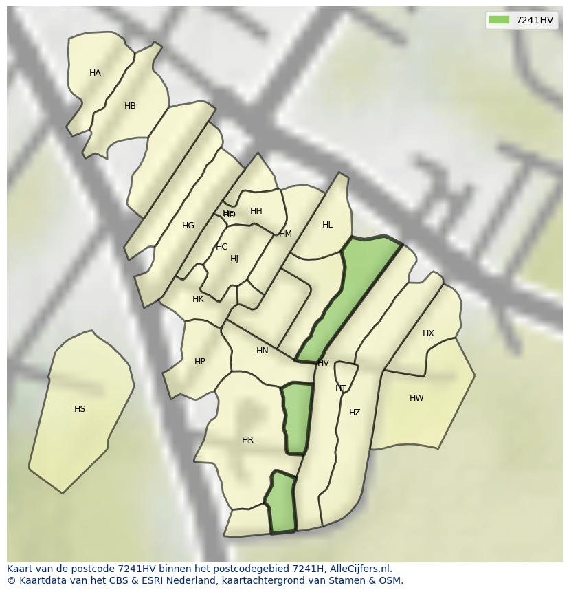 Afbeelding van het postcodegebied 7241 HV op de kaart.