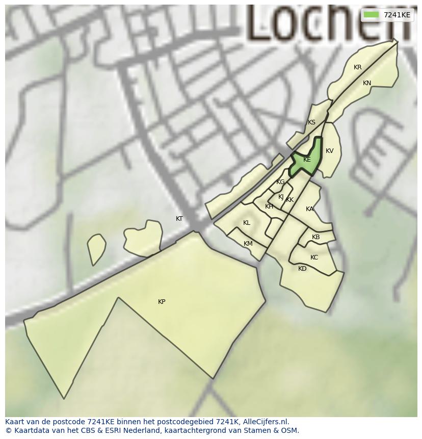 Afbeelding van het postcodegebied 7241 KE op de kaart.