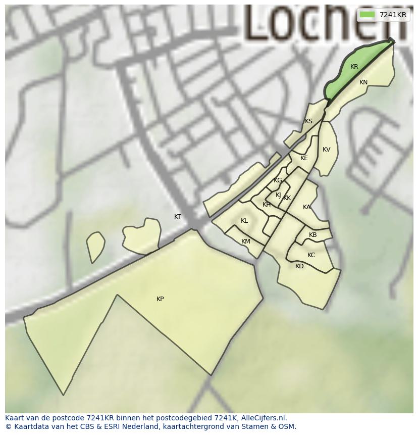 Afbeelding van het postcodegebied 7241 KR op de kaart.